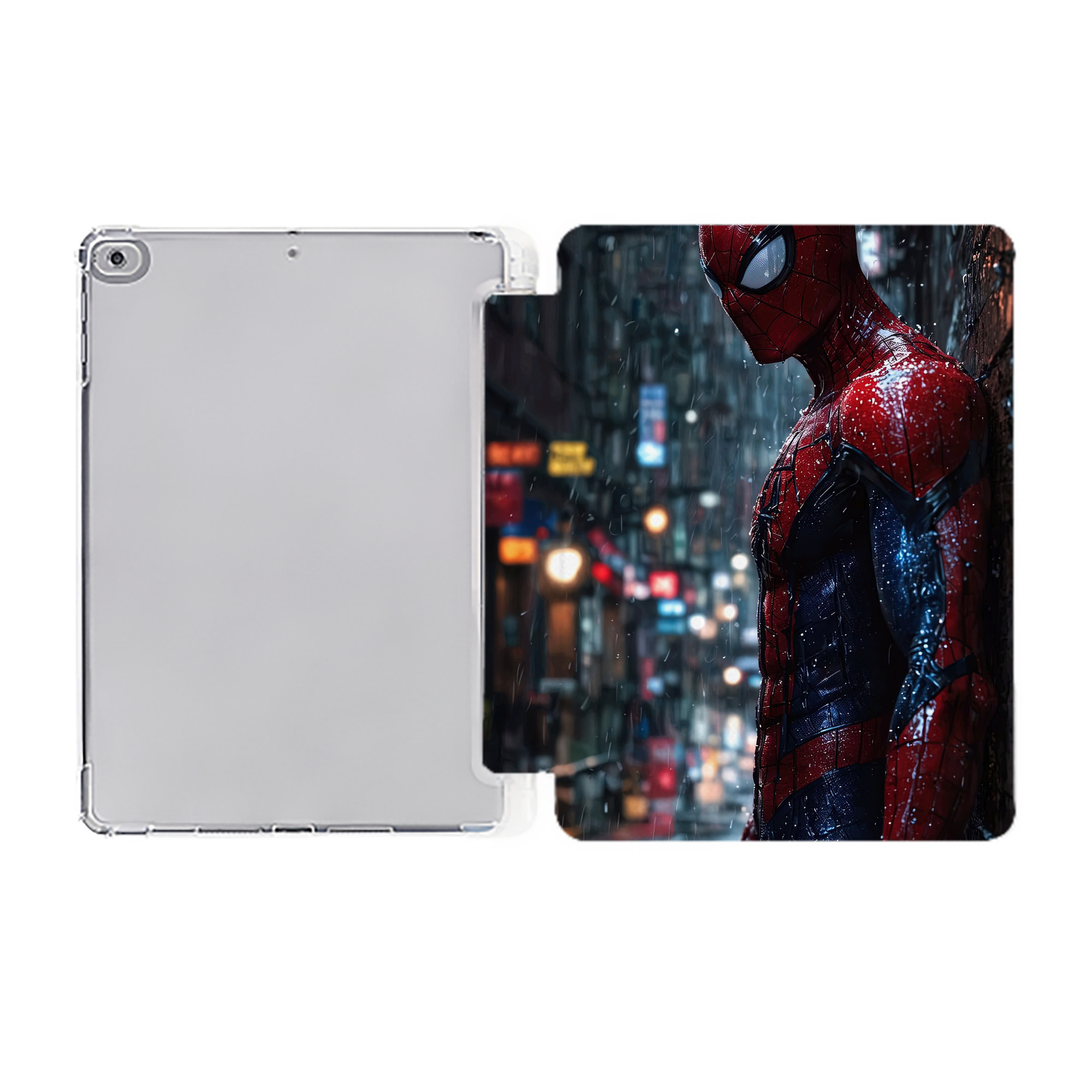 （画像用） Spider Man スパイダーマン IPad ケース ペン収納付き 三つ折りスタンド PUレザー×シリコン 対応機種9.5/10.5/10.9インチ